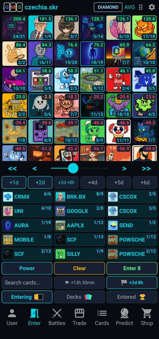 Enter page — picking cards for decks