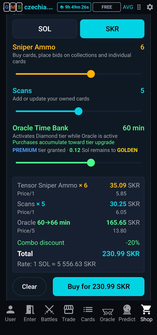 Shop — ammo, scans and Oracle time paid in SKR